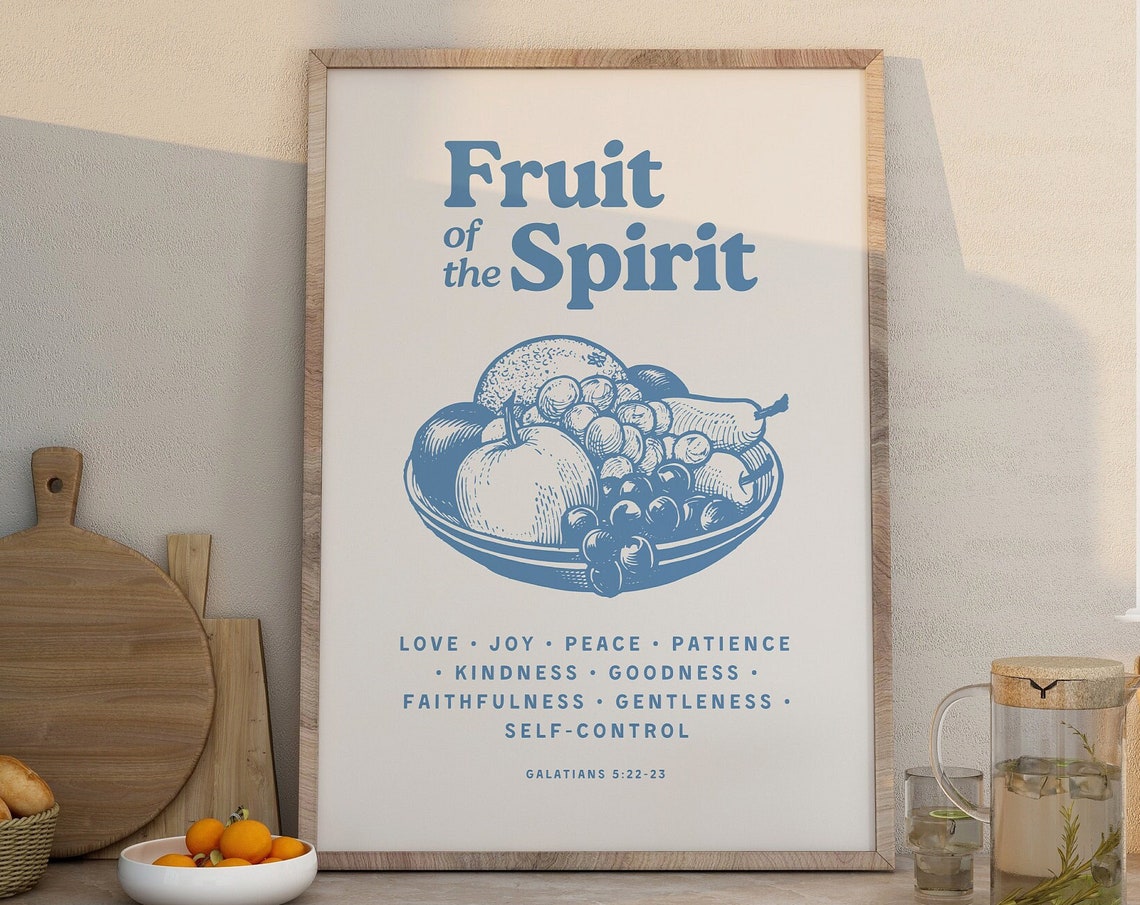 Fruit Of The Spirit Wall Art Retro Kitchen Wall Decor Dorm Room Essentials Christian Wall Art Christian Home Scripture Gift