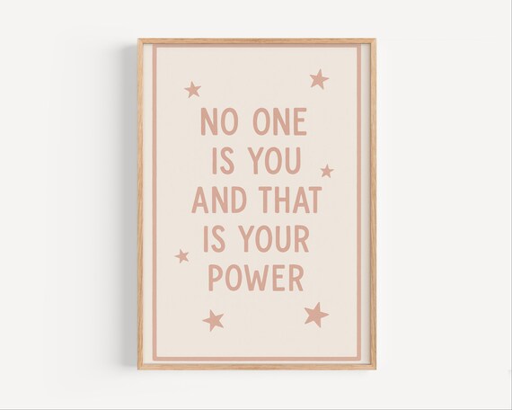No One Is You Quote Print Motivational Kids Wall Art Self Love Nursery Decor Pastel Empowering Poster