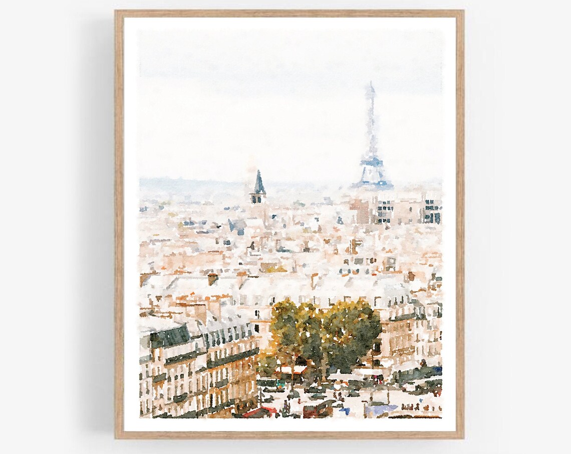 Paris France Street View Watercolor Art Print