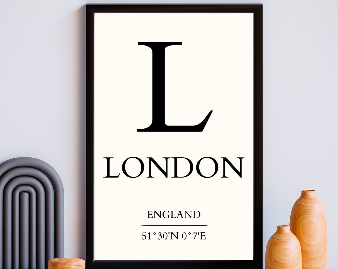London England Coordinates Letter L Minimalist City Travel Wall Poster