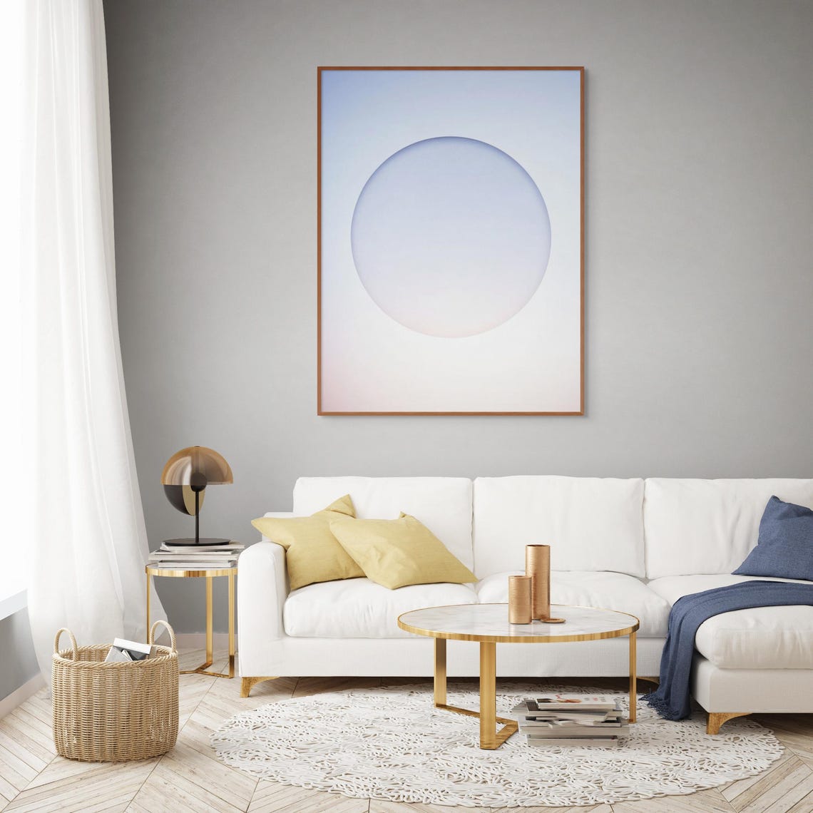 Soft Blue Sphere Minimalist Abstract Gradient Circle Art Poster - Image 2