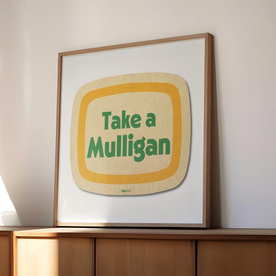 Vintage Golf Mulligan Art Print, Game Room Decor