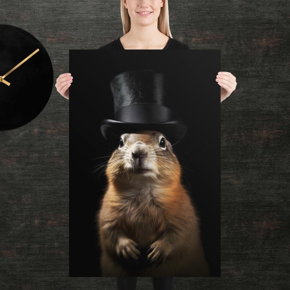 Tophat Prairie Dog Cute Animal Poster Fancy Portrait Unique Art