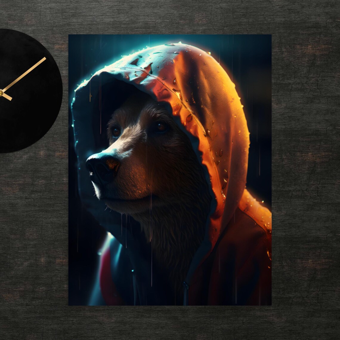 Bear In Raincoat Poster Art Wall Print Funny Animals Clothed Animal Cute