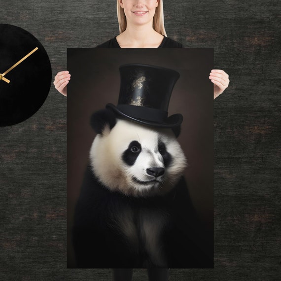 Tophat Panda Cute Animal Poster Fancy Portrait Unique Art