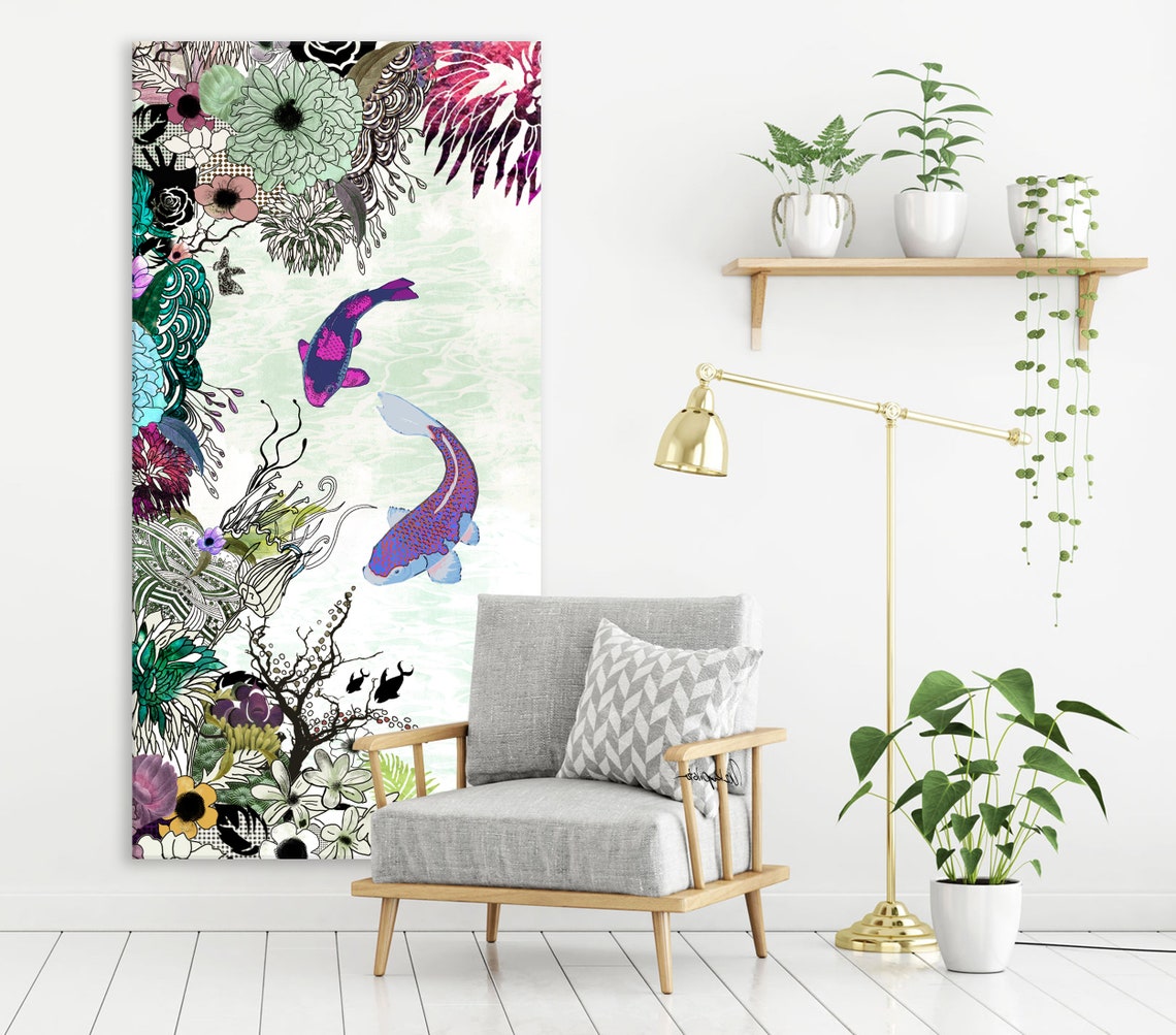 Colorful Wall Art Pop Art Koi Fish Art Large Art For Living Room Vertical Wall Art Office Wall Decor Large Wall Art - Image 2