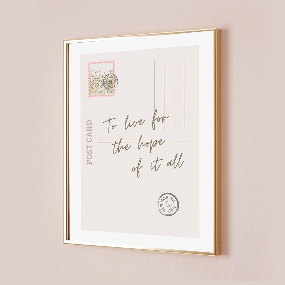 To Live For The Hope Of It All Vintage Postcard Lyric Quote Poster