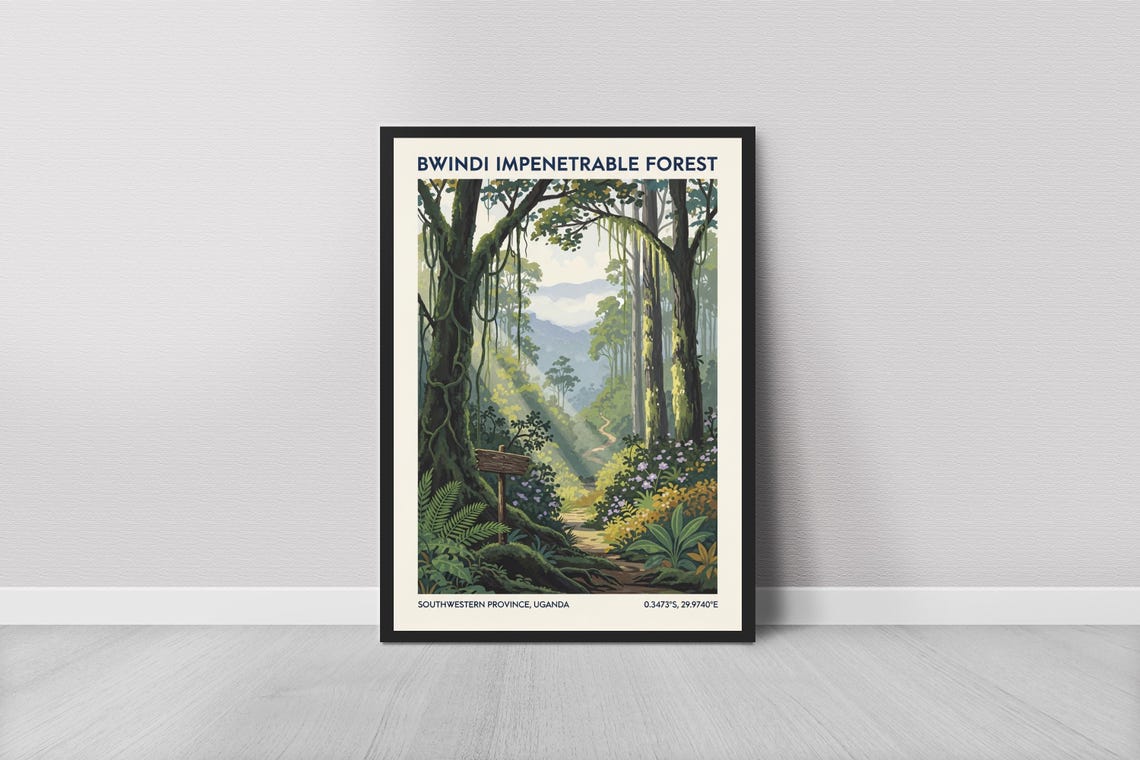 Bwindi Impenetrable Forest Print Vintage Travel Poster Wall Art