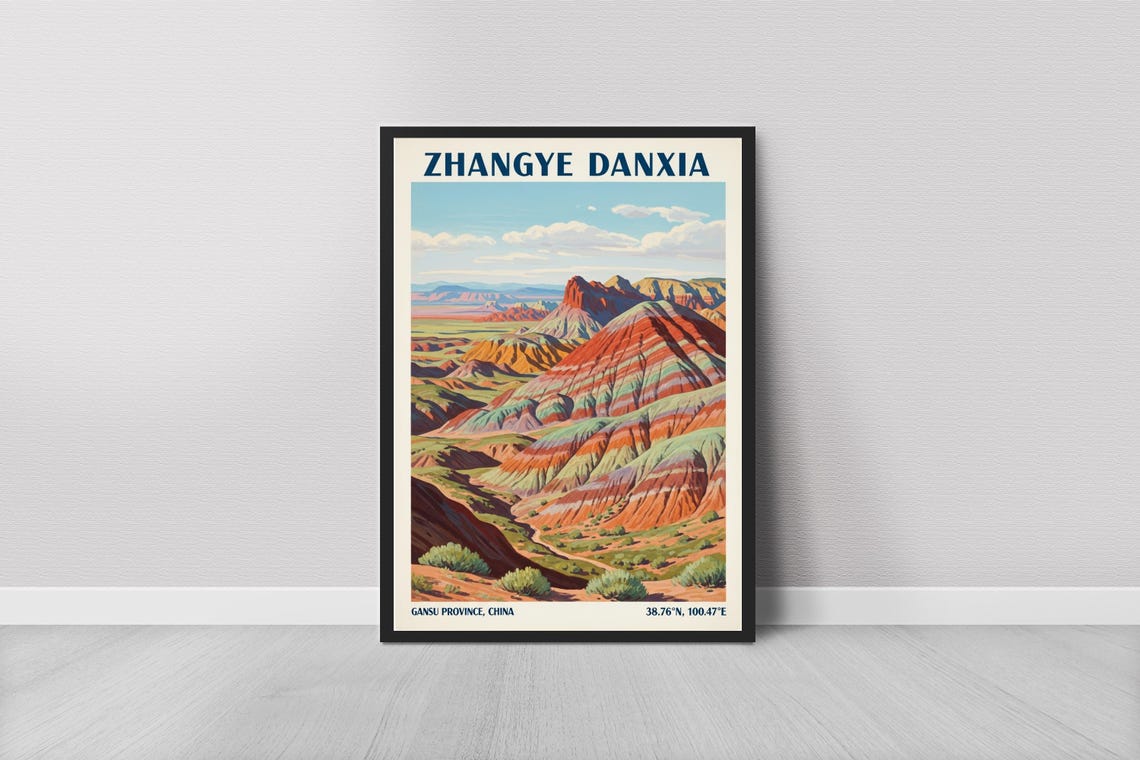 Zhangye Danxia Rainbow Striped Mountains China Travel Art Print