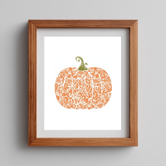 Orange Pumpkin Print Rustic Farmhouse Fall Decor 39
