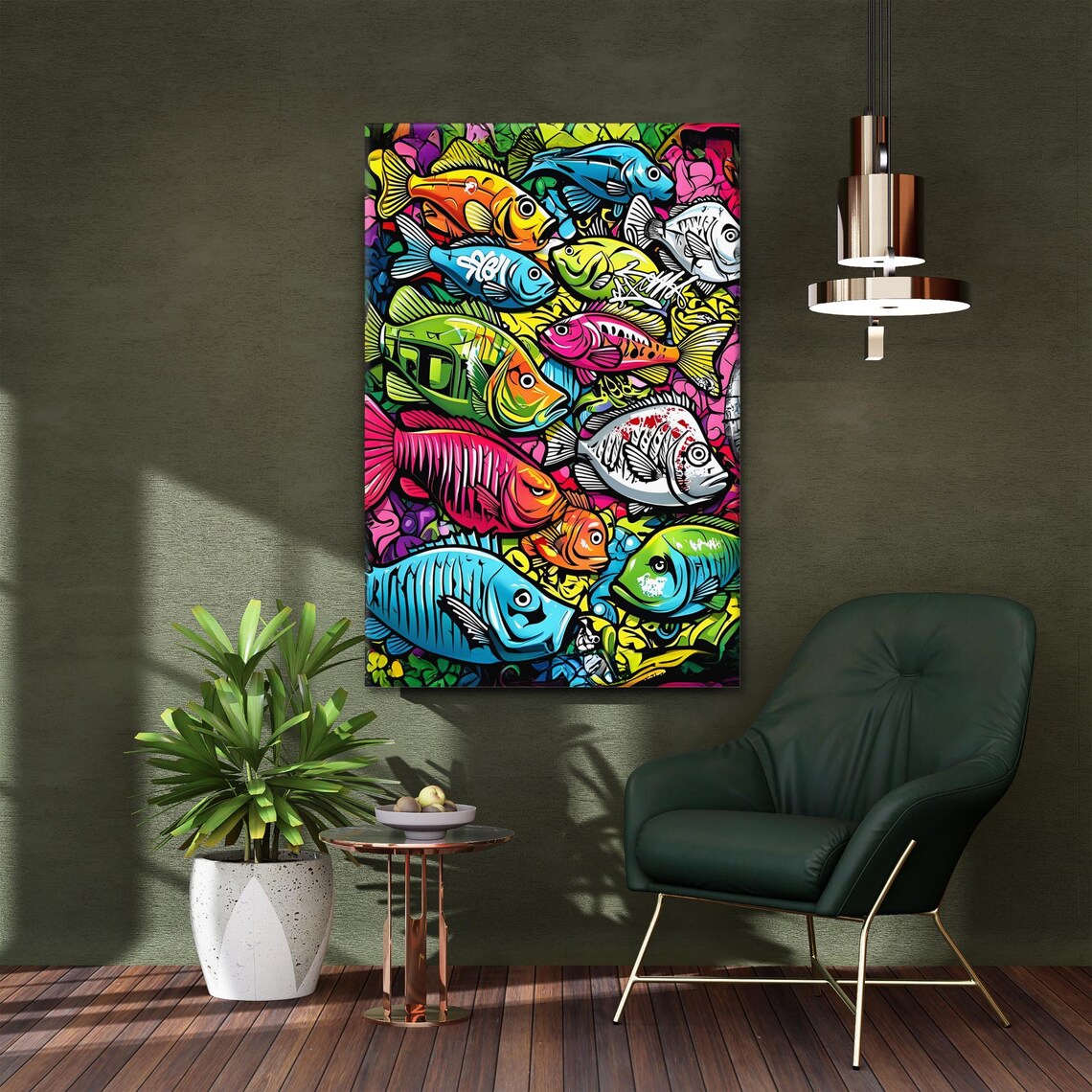 Colourful Fish Graffiti, Vibrant Coral Reef Art Print - Image 3