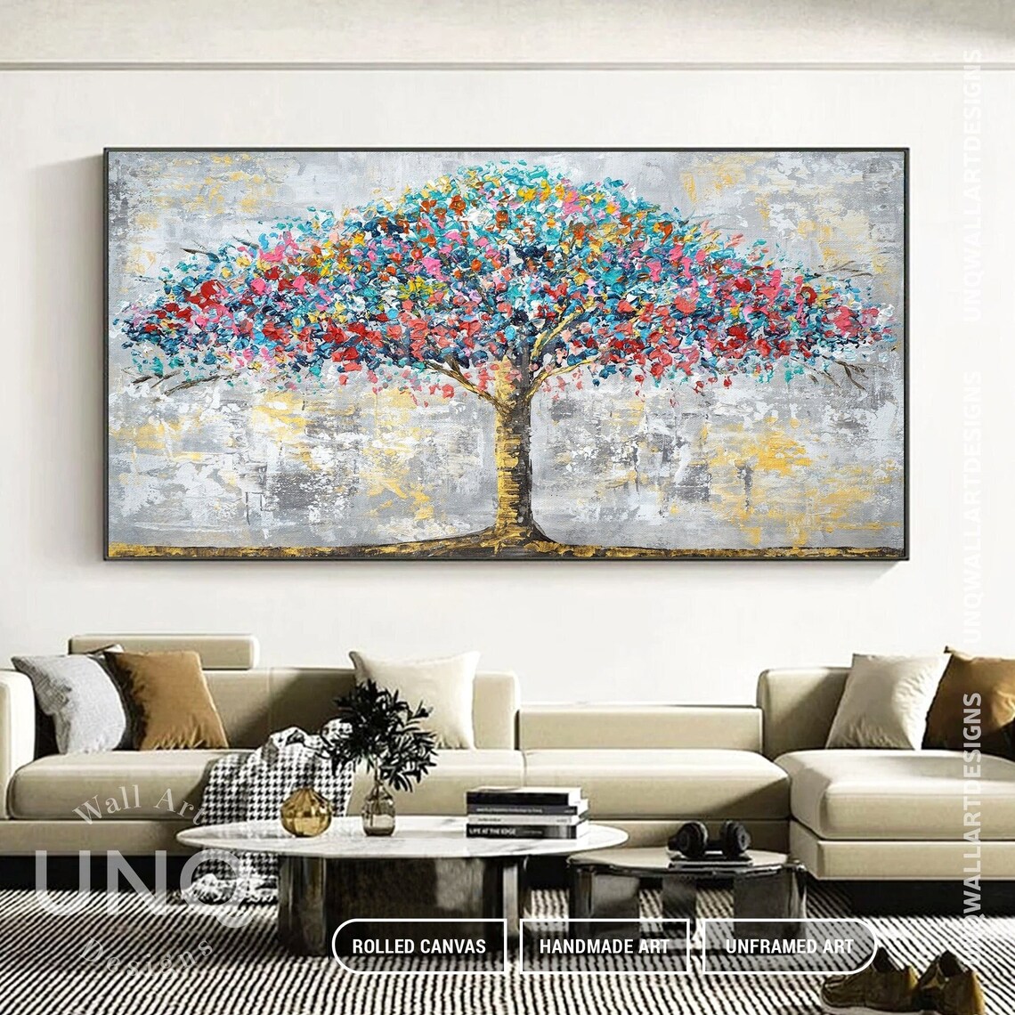Modern Blossom Tree, Colorful Bohemian Art Print