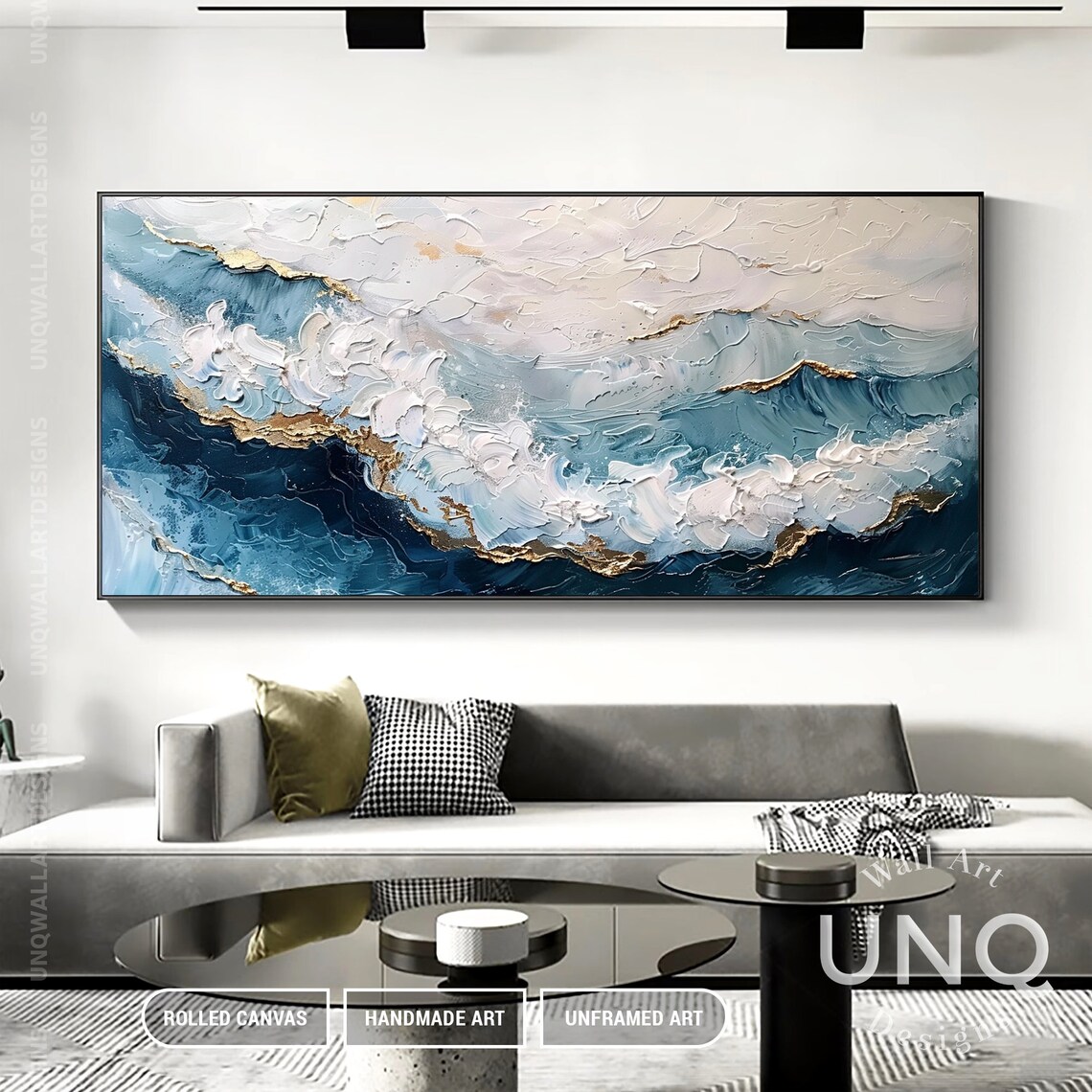 Modern Ocean Waves Impressionist Wall Art Print - Image 6
