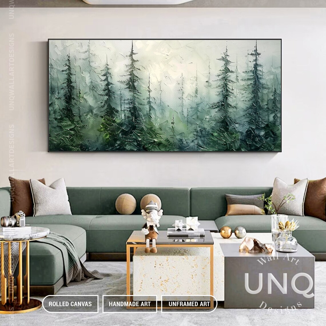Pine Trees Forest Art Print, Modern Impasto Style - Image 6