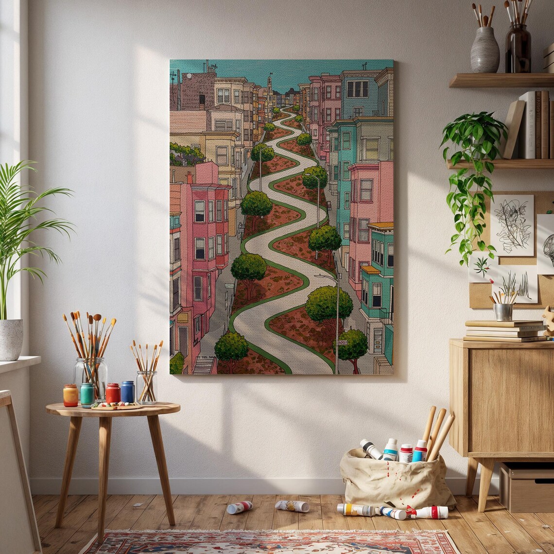 Lombard Street San Francisco Winding Road Cityscape Art Poster