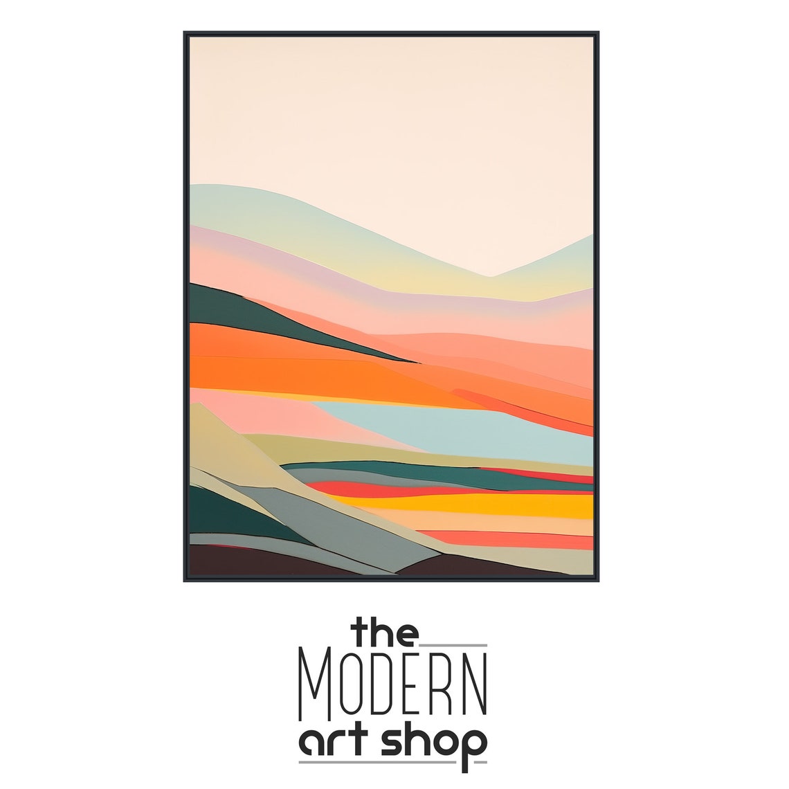 Large Abstract Landscape Wall Art Framed Print Modern Landscape Painting Colorful Artwork Misty Horizon 2 - Image 4