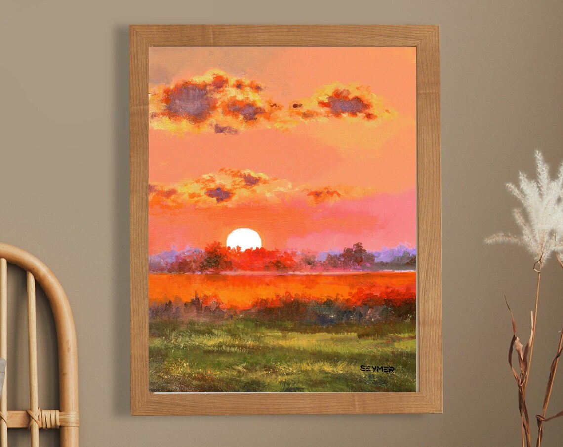 Impressionist Sunset Landscape Art Print, Warm Colors - Image 4