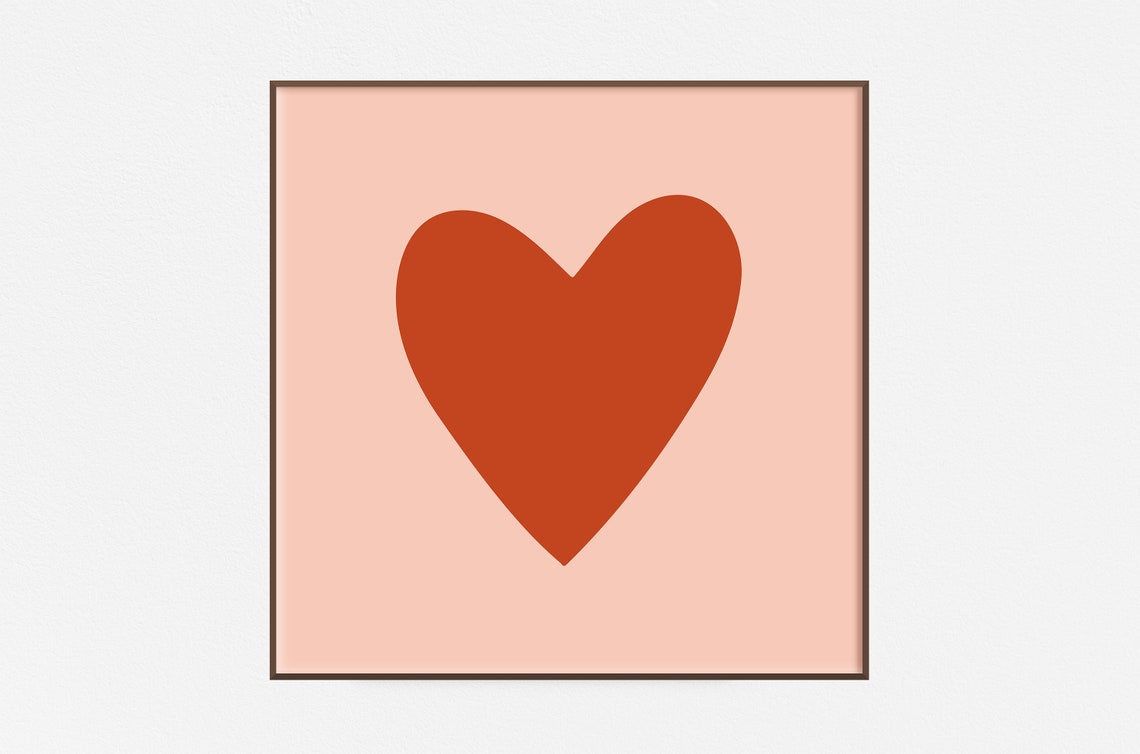 Terracotta Heart Minimalist Peach Modern Boho Love Graphic Poster