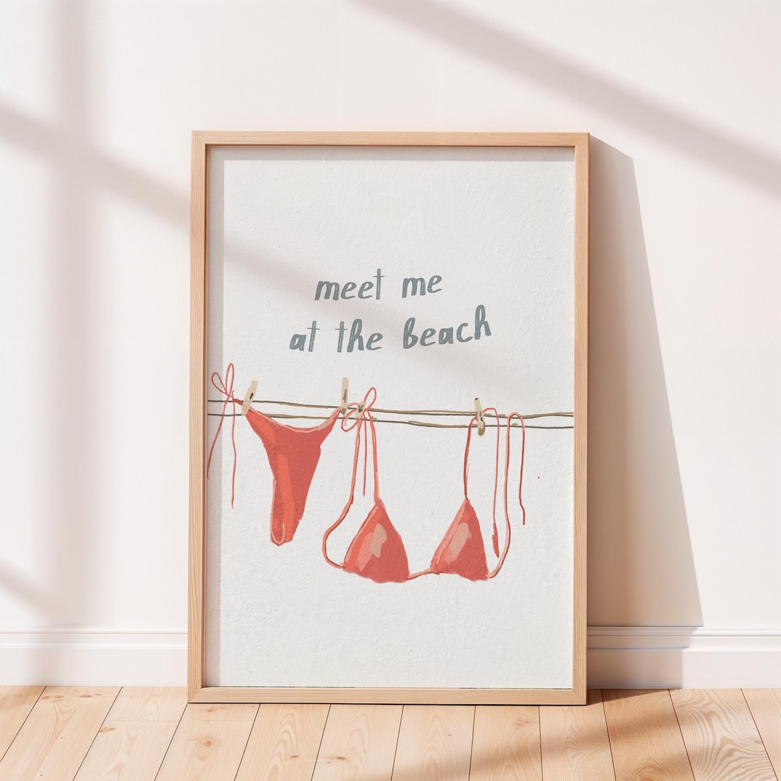 Meet Me At The Beach Print Bikini Coastal Decor Unframed Funny Wall House Art