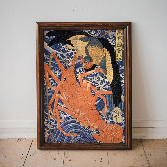 Japanese Lobster Painting Utagawa Kuniyoshi Japan Wall Art Gift Ukiyoe Ocean Lover Museum Print