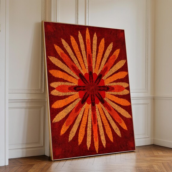 Bold Retro Abstract Canvas And Print 70s Inspired Decor New Home Living Room Wall Air Bnb