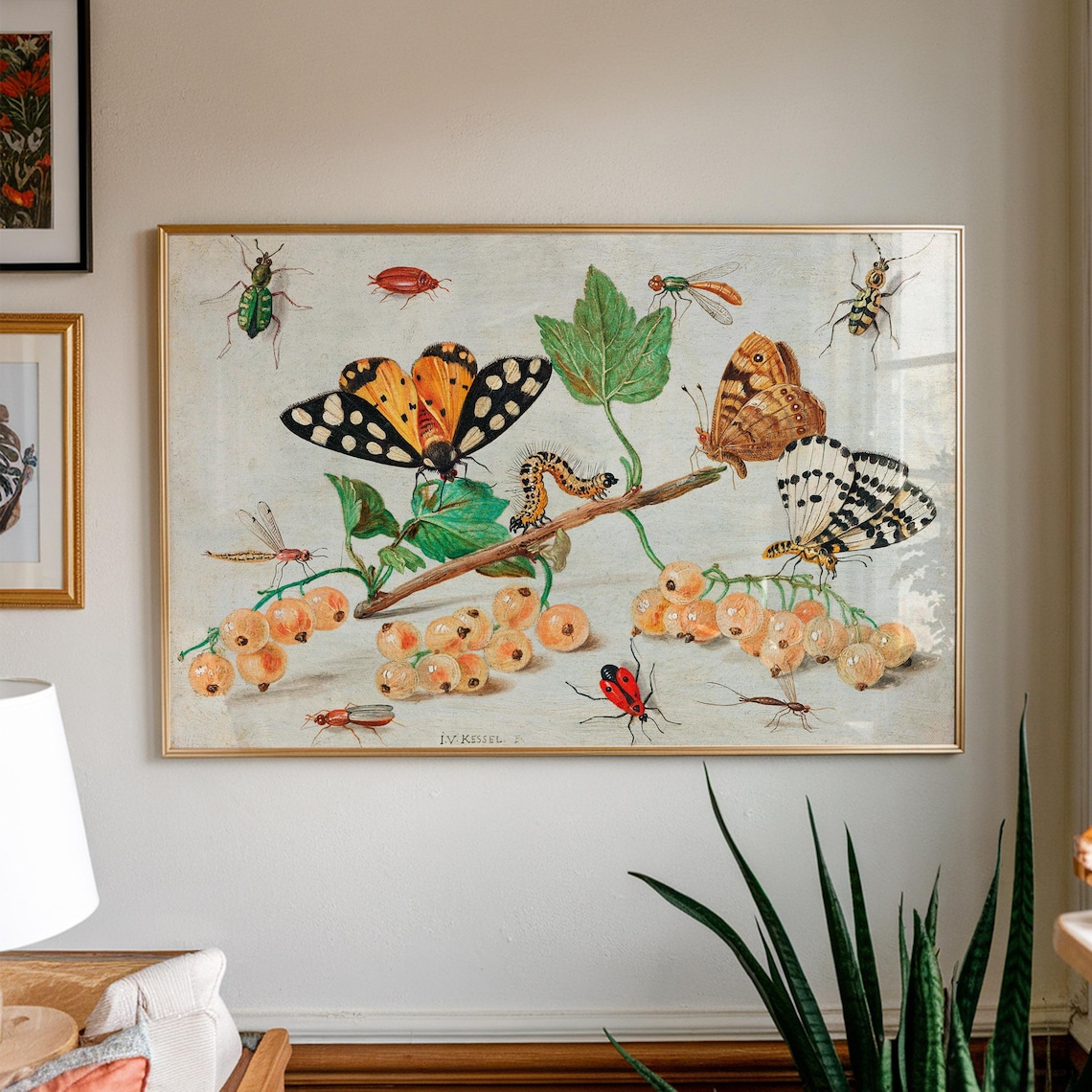Jan van Kessel Insects and Fruits Butterfly Still Life Vintage Poster