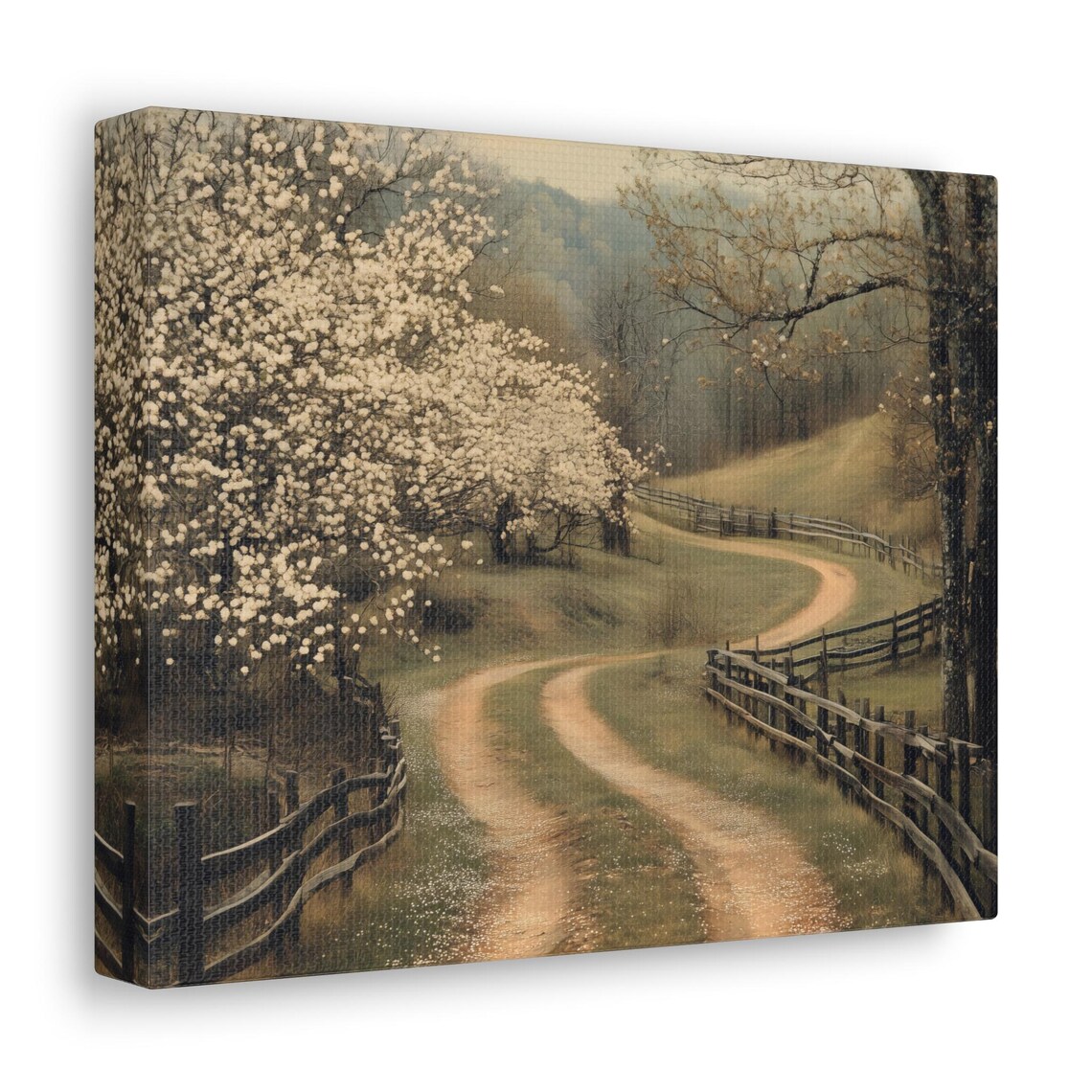 Rustic Spring Country Stroll Landscape Art Print - Image 2