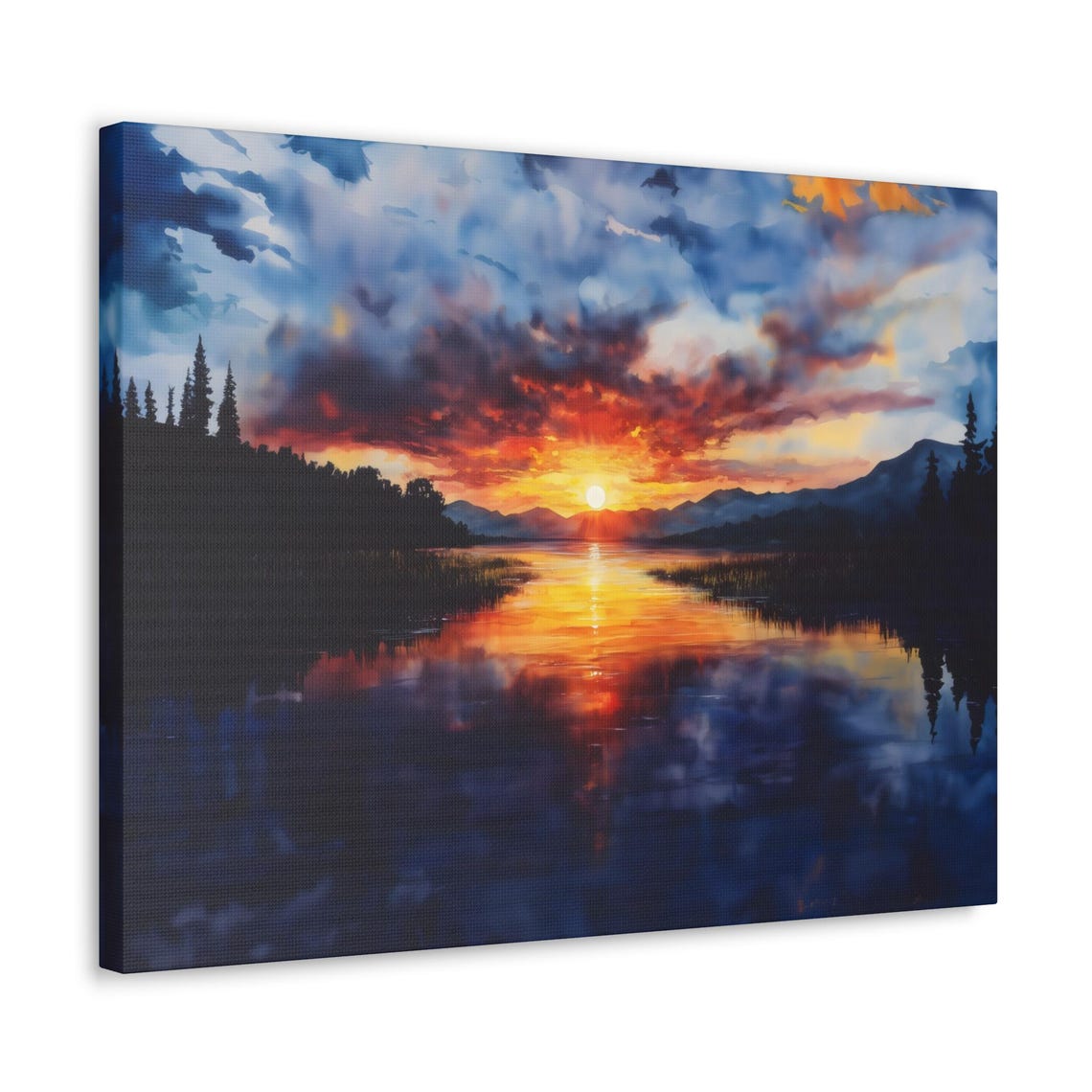 Golden Sunrise Reflection on Calm Mountain Lake Wilderness Poster