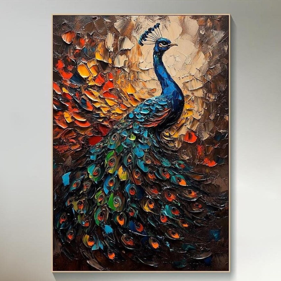 Peacock Oil Painting, Modern Home Decor Art Print