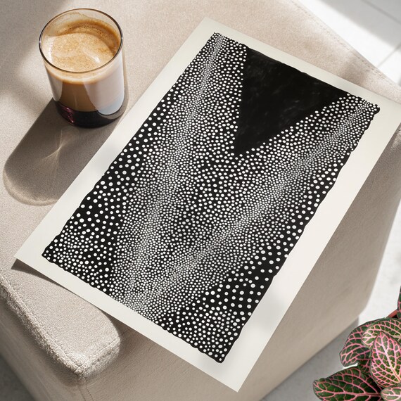 Black and White Dotted Optical Illusion Geometric Art Poster