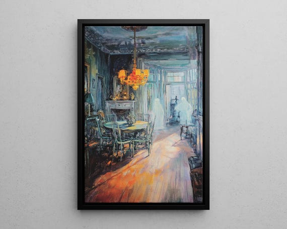 Impressionism Spectral Figures Victorian Painting Poster Or Canvas Print Ghostly Spooky Art Halloween Decor