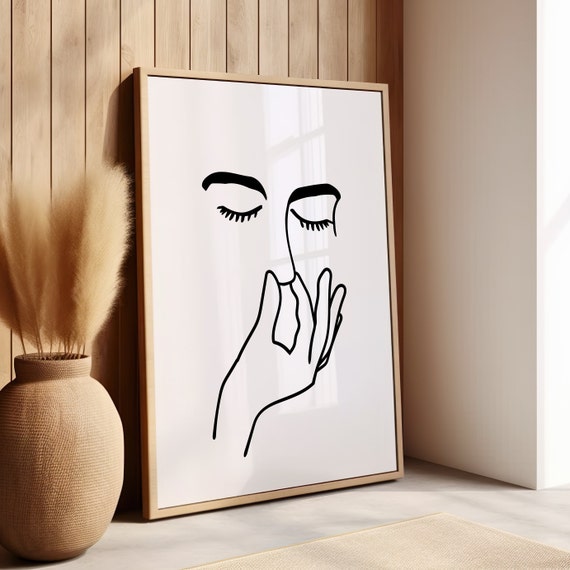 Smelly Bathroom Funny Line Art Or Canvas Print Minimalist Sign Humorous Face Toilet Poster