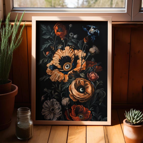 Dark Floral Eyeball Bouquet Gothic Whimsical Botanical Poster