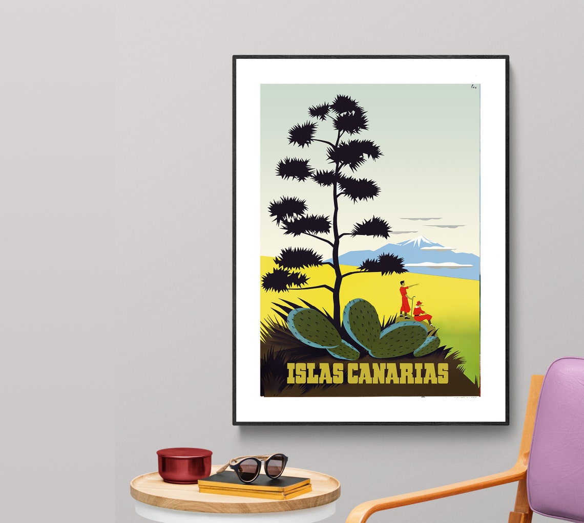 Canary Islands Islas Canarias Vintage Spanish Desert Travel Poster