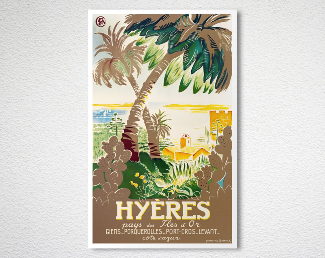 Hyeres Pays des Iles d Or Cote d Azur Palm Trees French Poster - Image 2