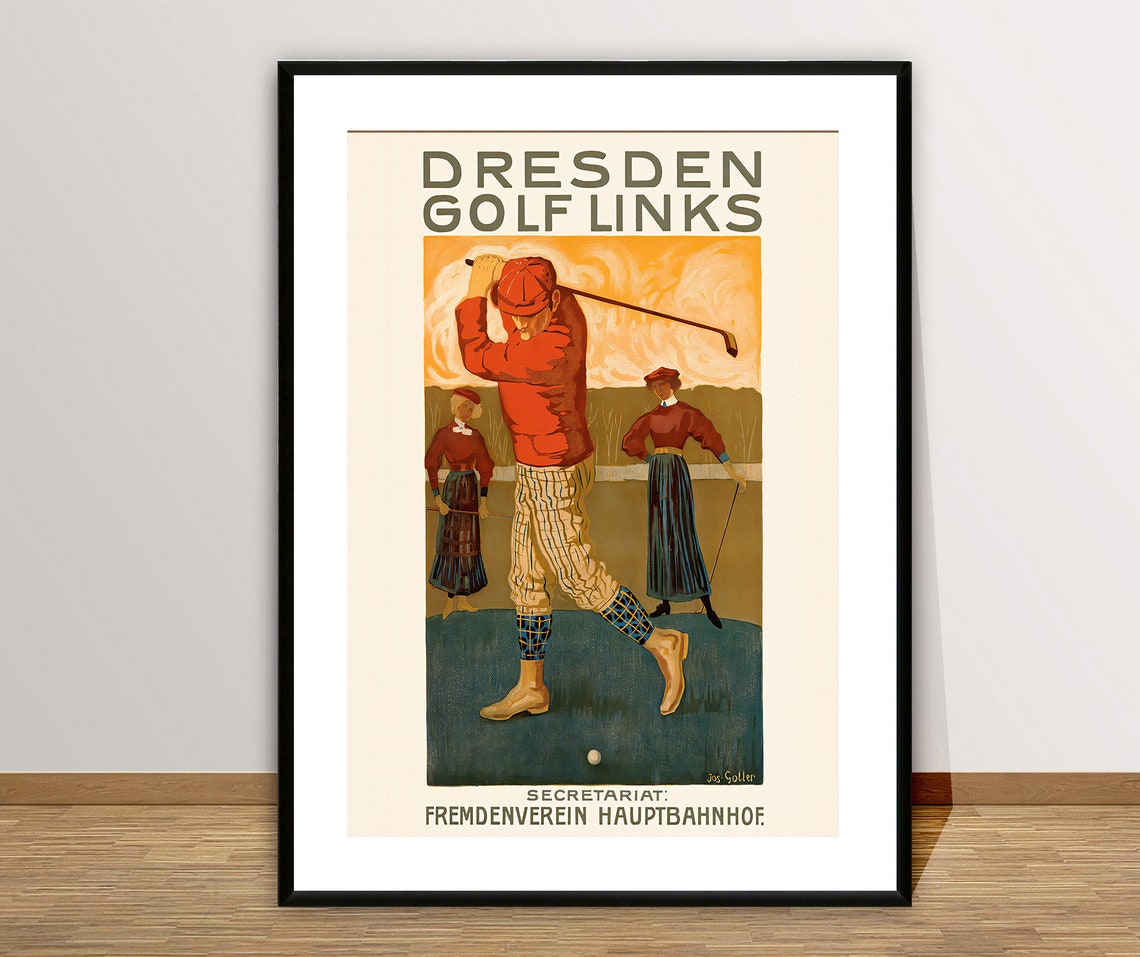 Antique Dresden Golf Links German Golf Club Swing Art Poster - Image 2