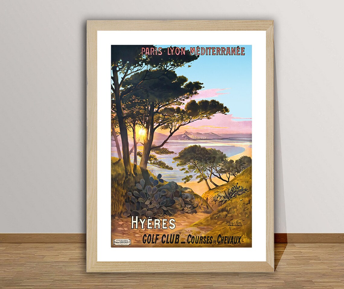 Hyeres Golf Club France Vintage Travel Poster