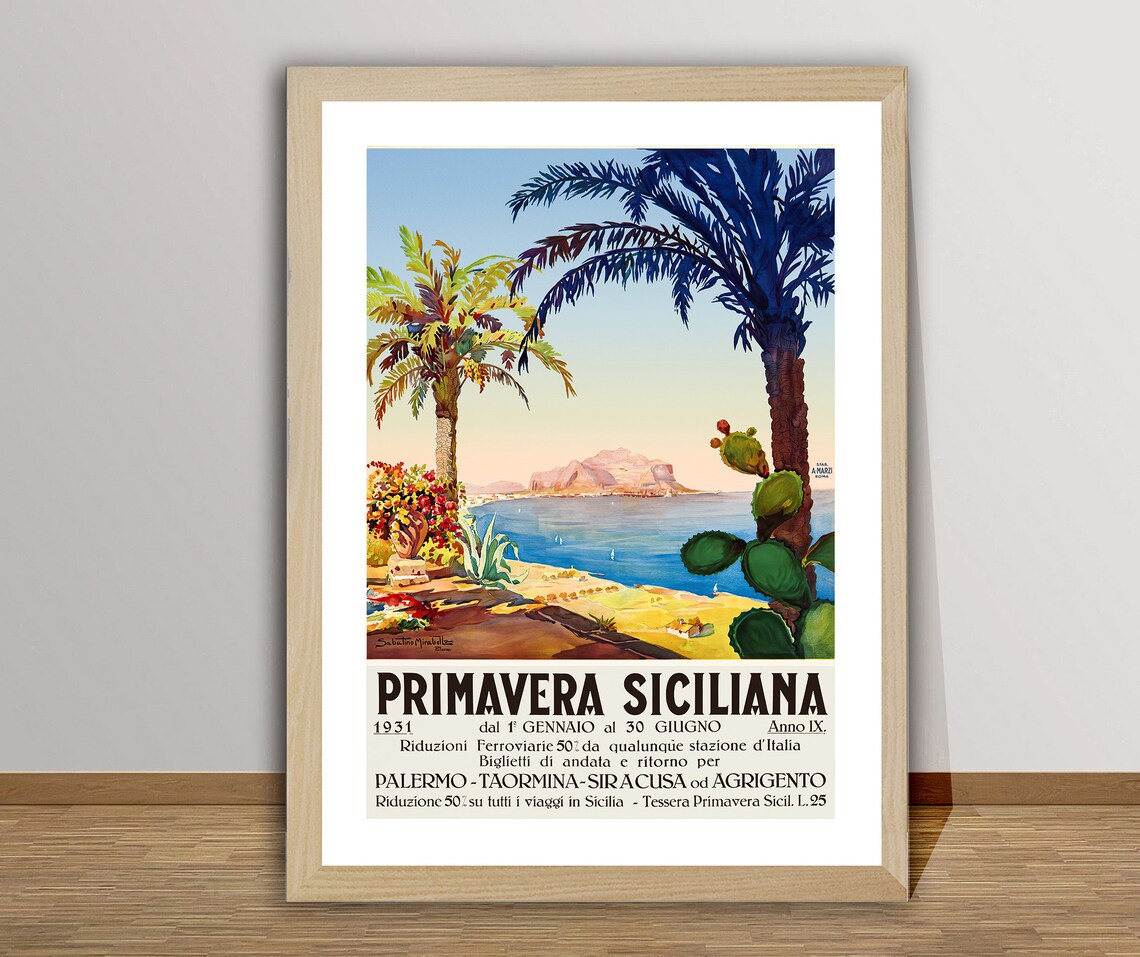Primavera Siciliana Italy Vintage Travel Poster