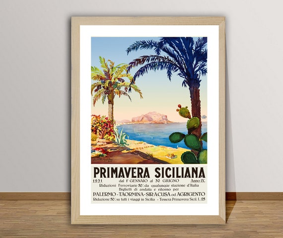 Primavera Siciliana Italy Vintage Travel Poster