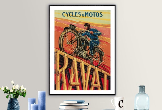 Cycles Motos Ravat Vintage Motorcycleposter Poster Paper Or Print Gift Idea Wall Decor