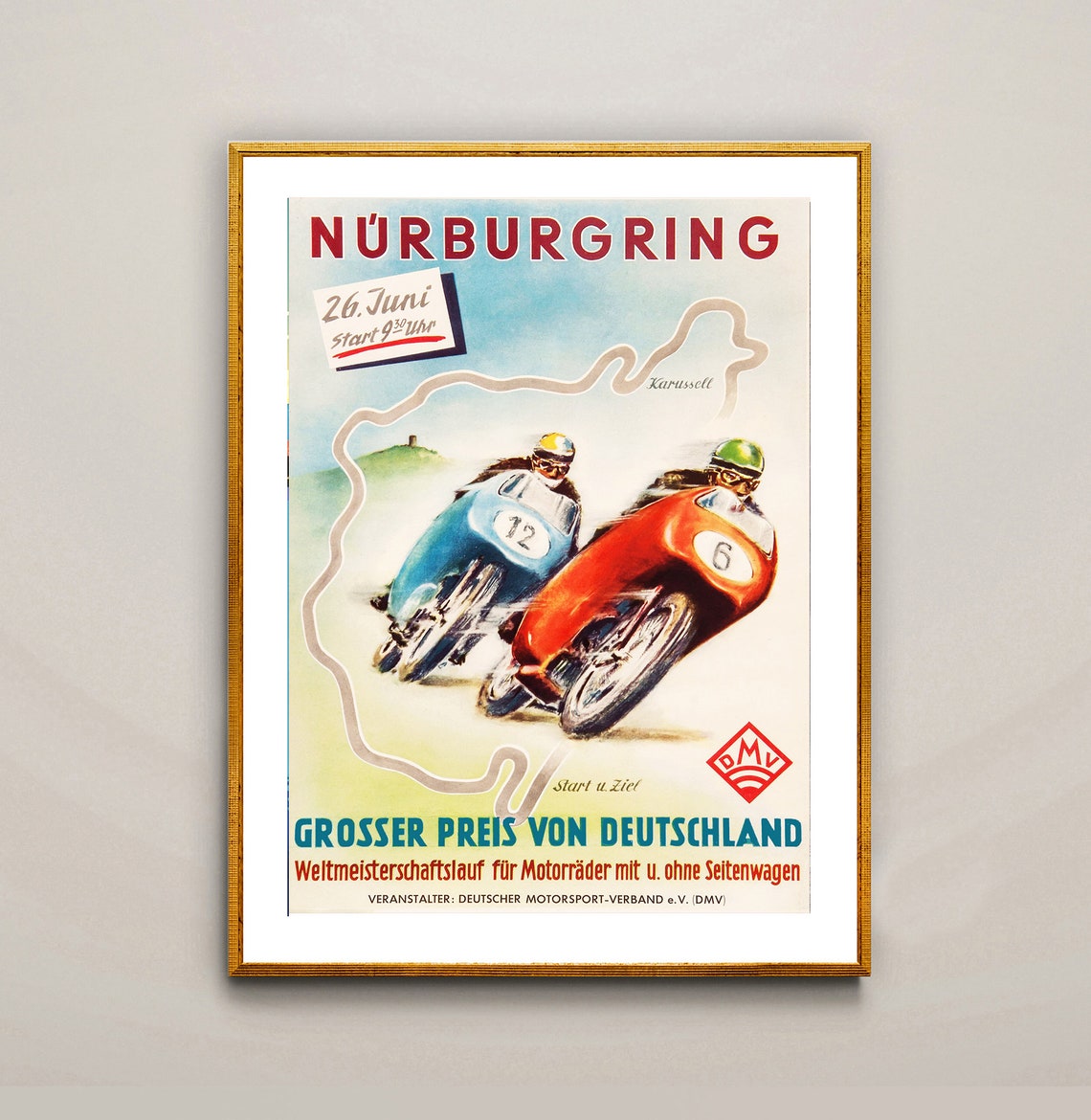 Nurburgring Grosser Preis Deutschland Motorcycle Race Art Poster - Image 2