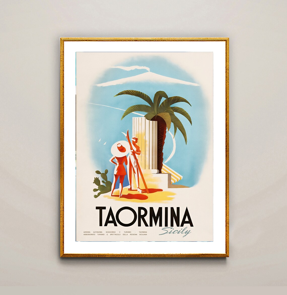 Taormina Sicily Vintage Travel Poster, Italy