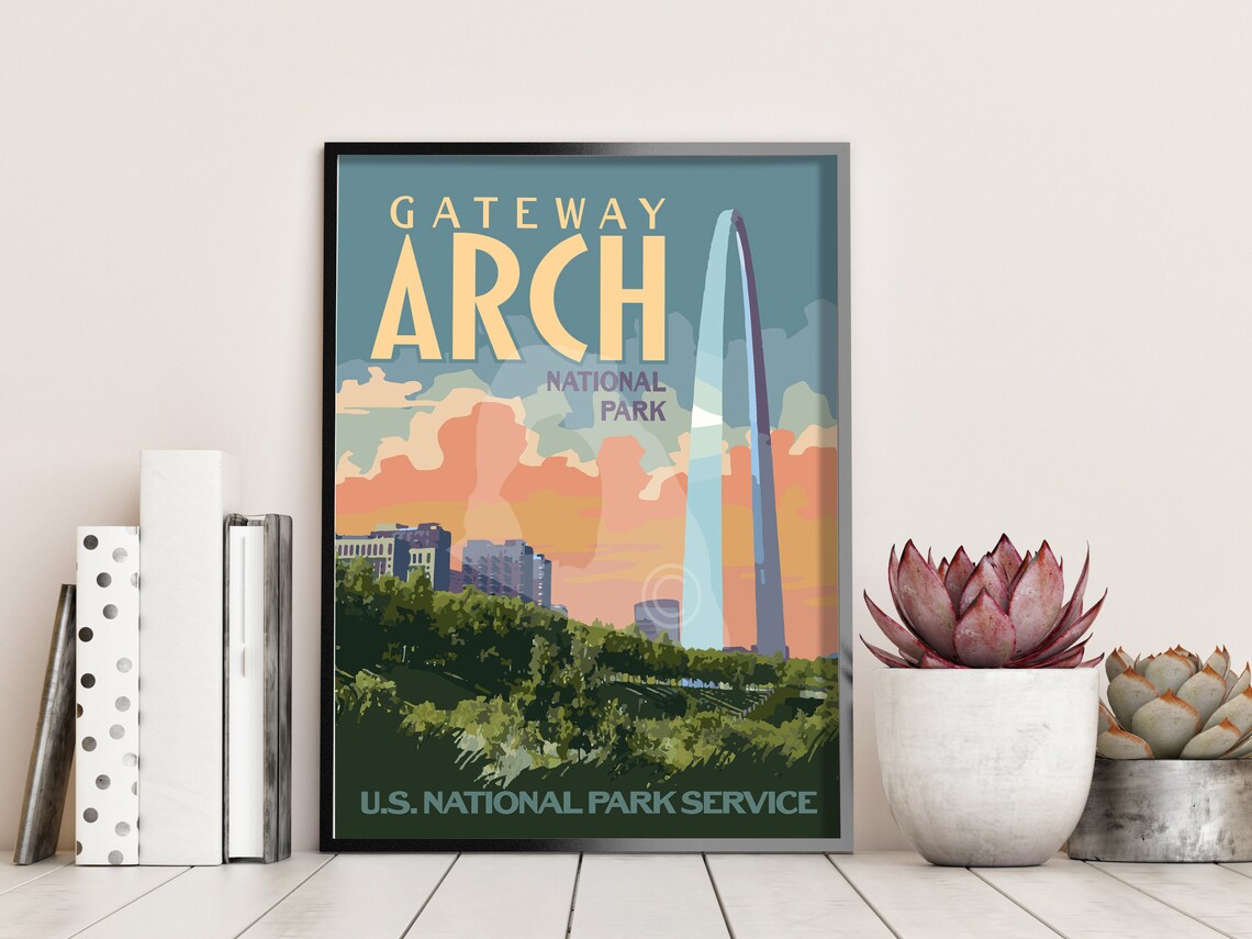 Gateway Arch Vintage Style Travel Poster, Saint Louis