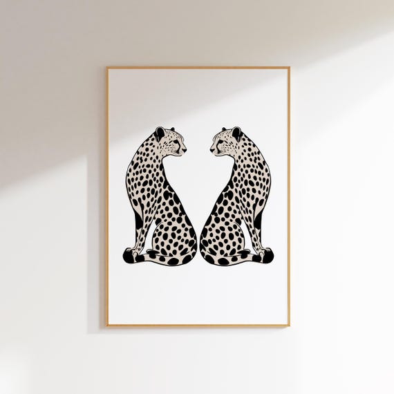 Cheetah Poster Neutral Wall Print Apartment Decor Art Beige Prints For Dorm Room