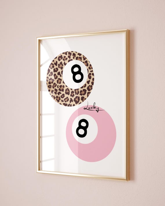 Lucky Girl Leopard Print Eight Ball Art Poster