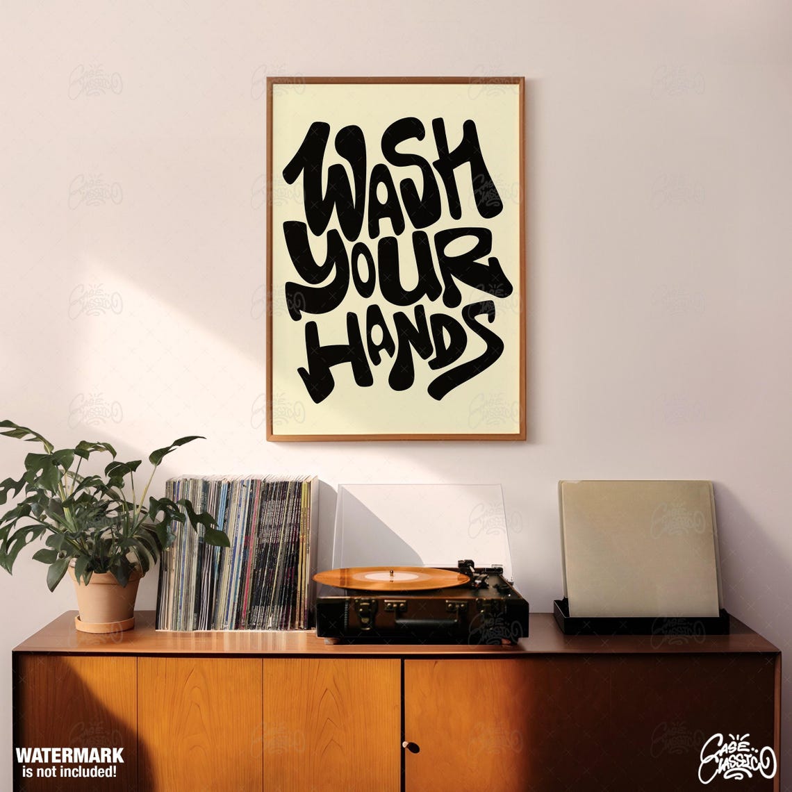 Wash Your Hands Bold Black Bubble Lettering Funny Bathroom Poster - Image 3
