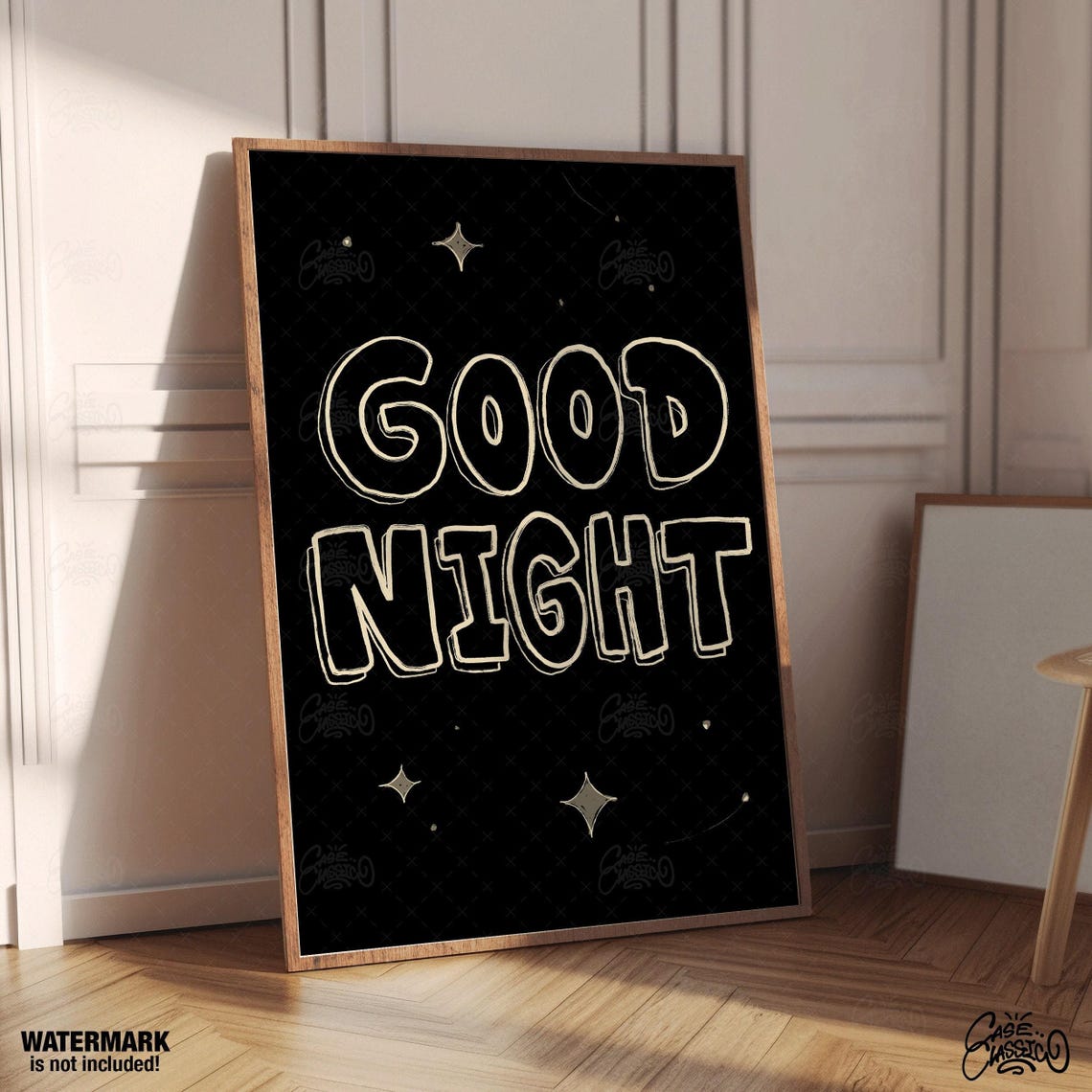 Good Night Bubble Letter Starry Night Sky Bedroom Wall Poster - Image 3