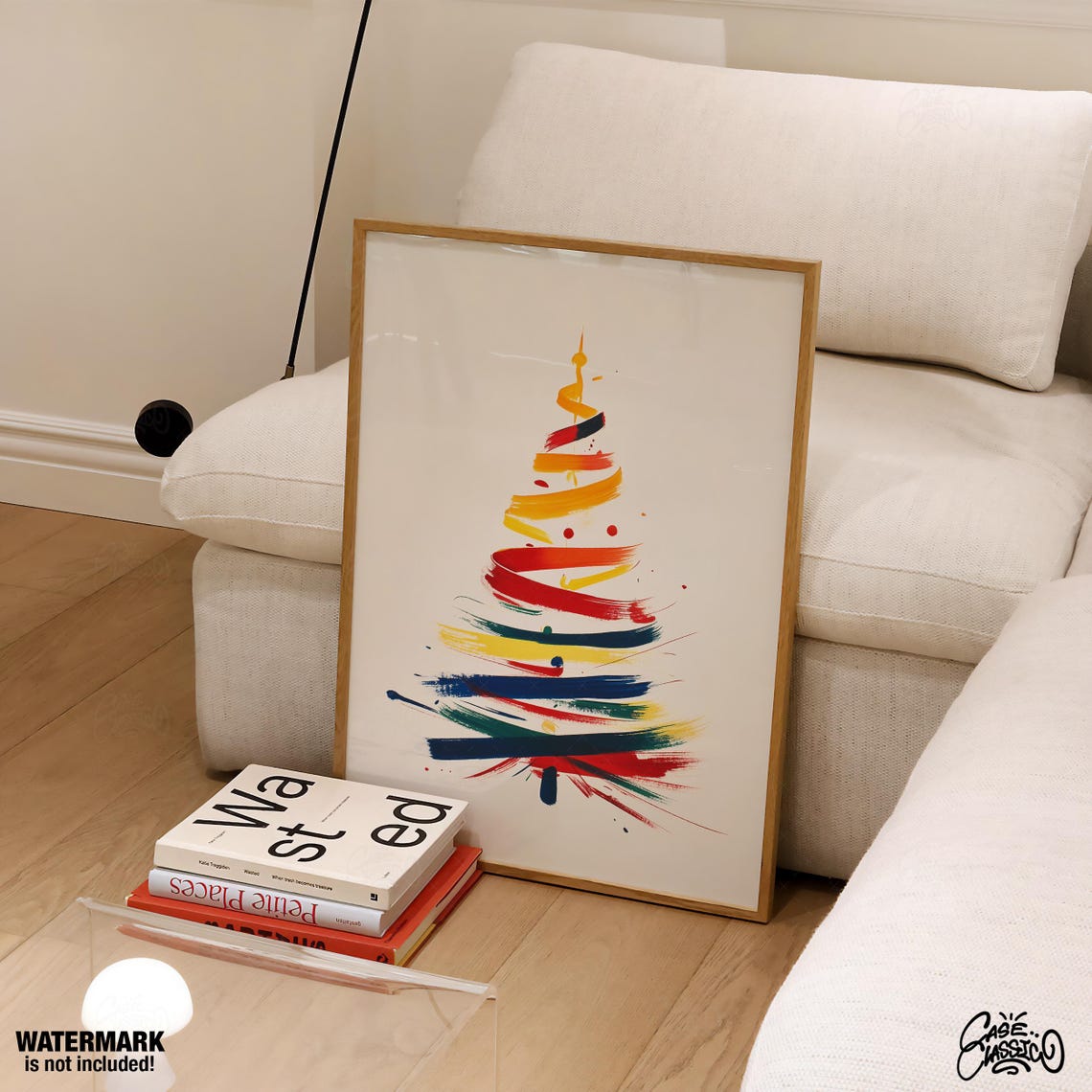 Rainbow Brushstroke Abstract Christmas Tree Colorful Modern Poster