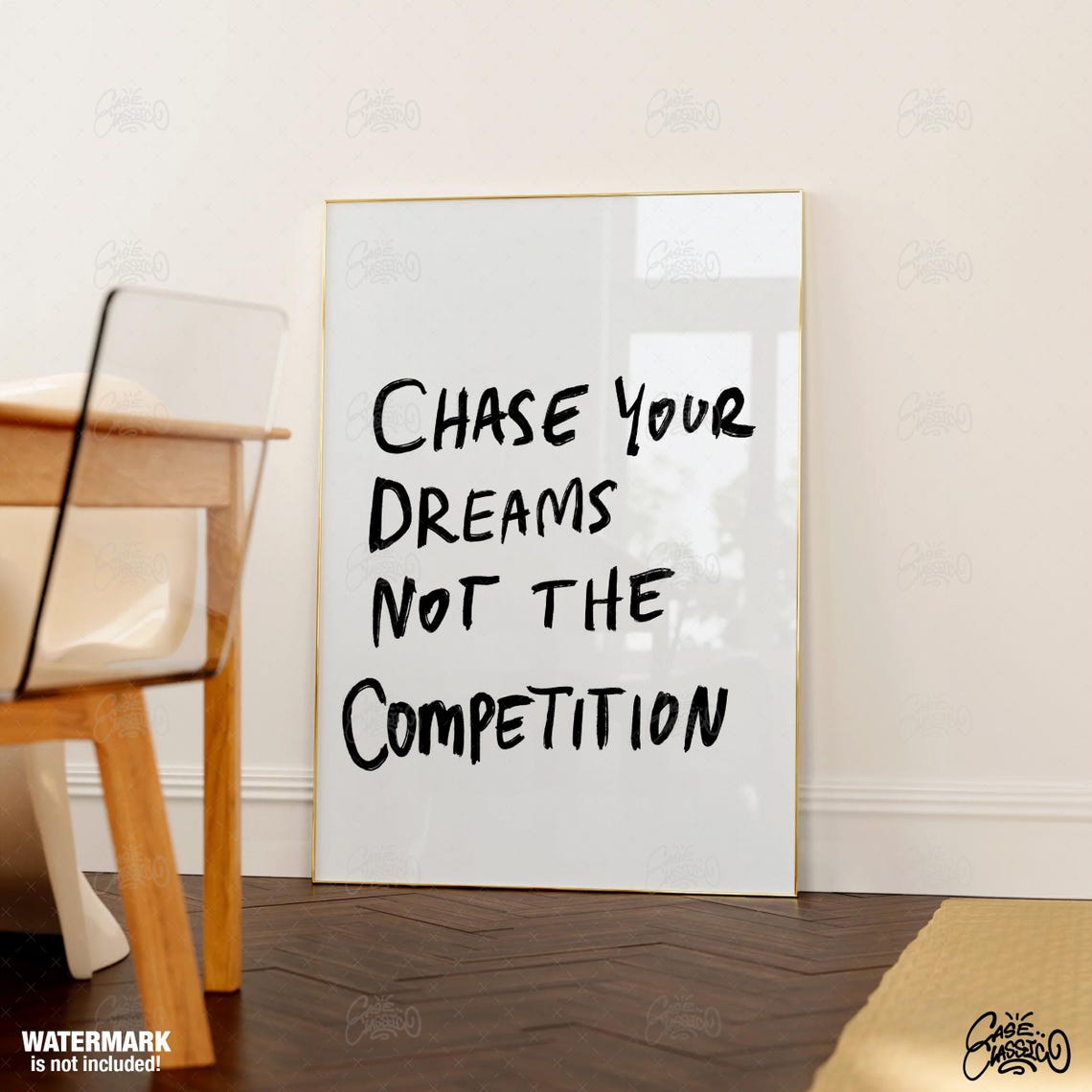 Chase Your Dreams Not The Competition Hand Letter Quote Poster - Image 4