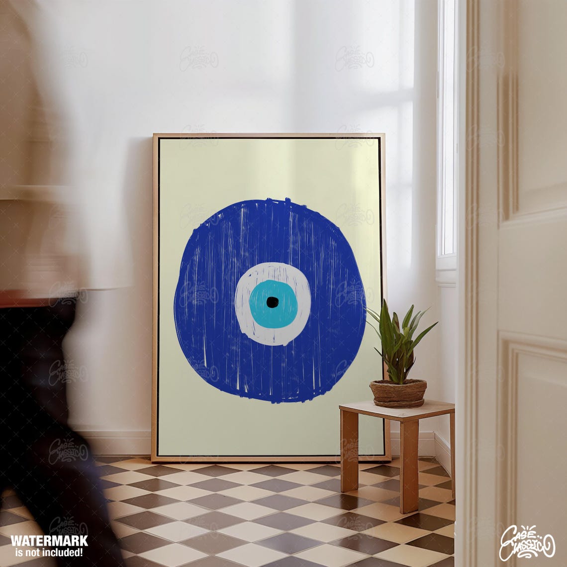 Bold Protective Evil Eye Nazar Cobalt Blue Spiritual Art Poster - Image 2